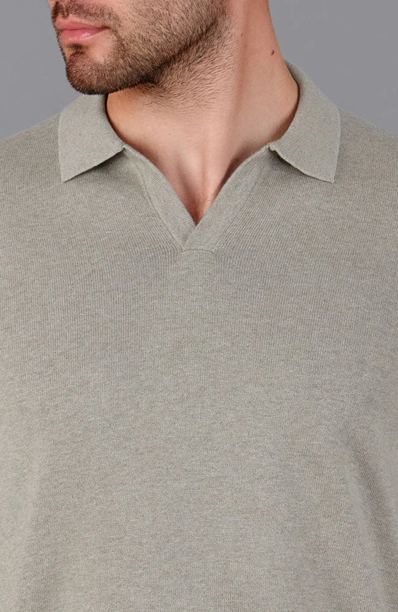 Mens Lightweight Cotton Buttonless Polo Shirt Fawn-Polo Shirt-Paul James Knitwear-M-Fawn-Urbanheer