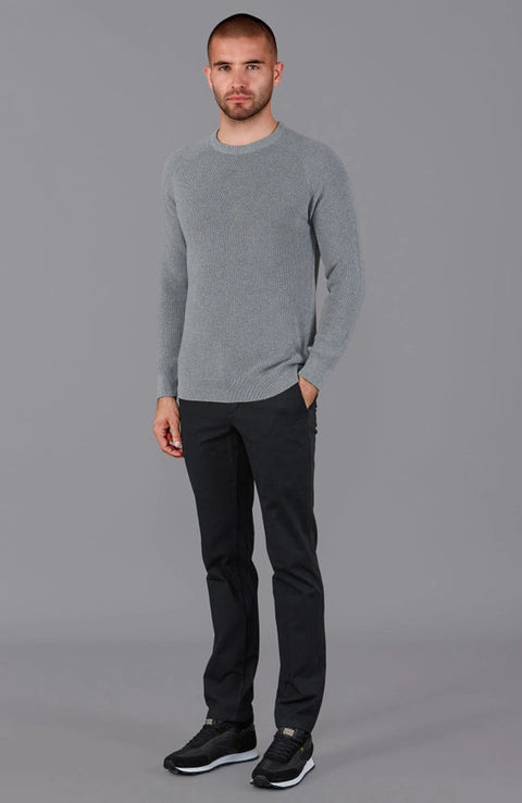 Mens Lightweight Cotton Fisherman Rib Jumper Ash Grey-Jumper-Paul James Knitwear-S-Ash Grey-Urbanheer