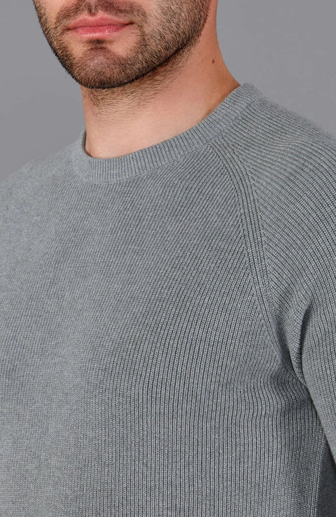 Mens Lightweight Cotton Fisherman Rib Jumper Ash Grey-Jumper-Paul James Knitwear-S-Ash Grey-Urbanheer