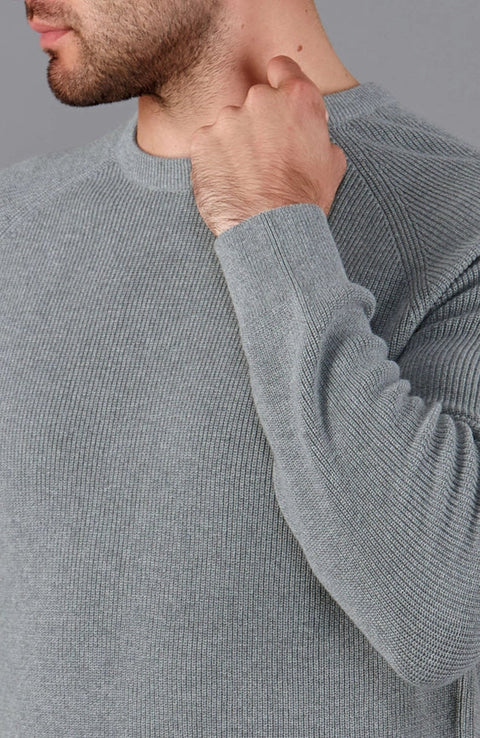 Mens Lightweight Cotton Fisherman Rib Jumper Ash Grey-Jumper-Paul James Knitwear-S-Ash Grey-Urbanheer