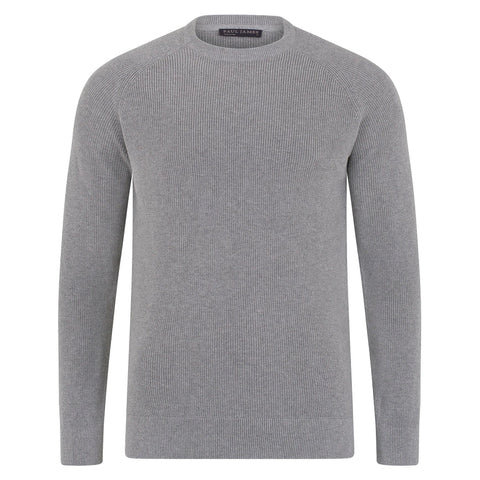 Mens Lightweight Cotton Fisherman Rib Jumper Ash Grey-Jumper-Paul James Knitwear-S-Ash Grey-Urbanheer