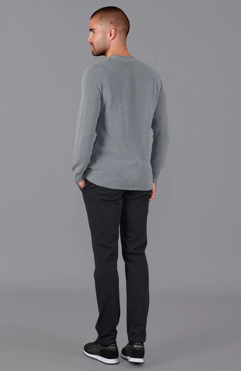 Mens Lightweight Cotton Fisherman Rib Jumper Ash Grey-Jumper-Paul James Knitwear-S-Ash Grey-Urbanheer