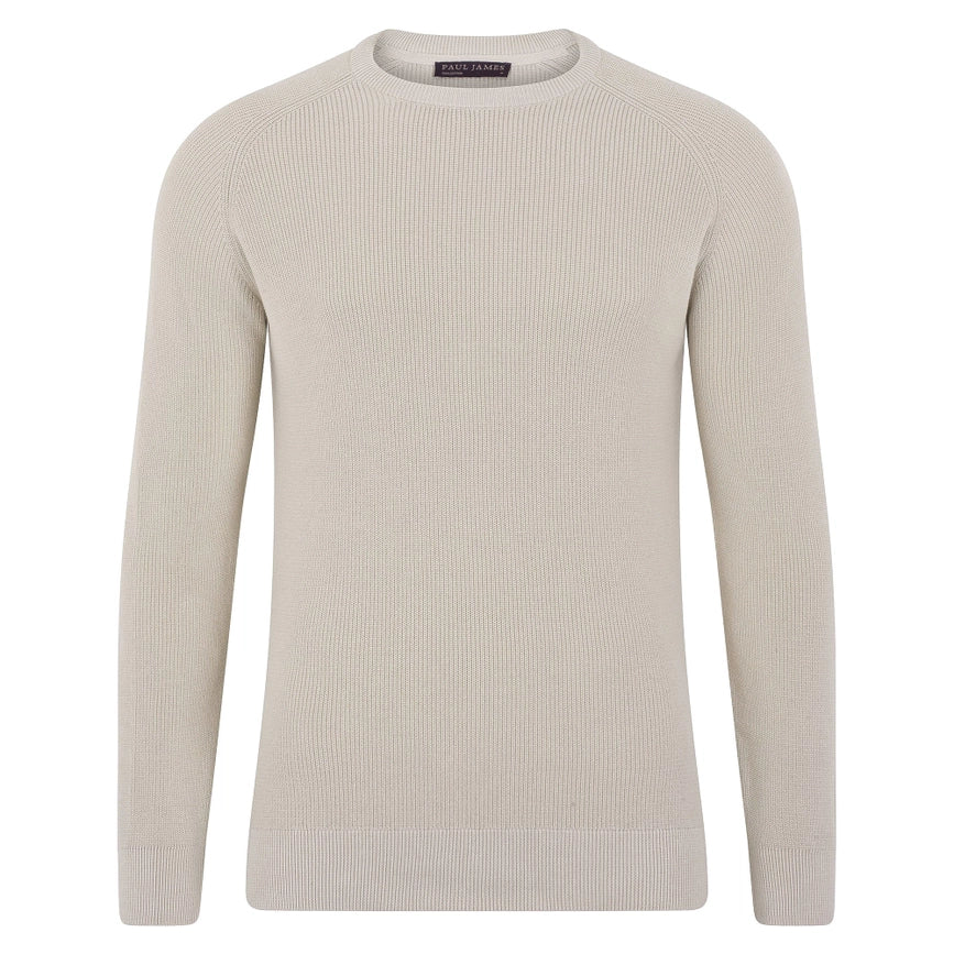 Mens Lightweight Cotton Fisherman Rib Jumper Birch-Jumper-Paul James Knitwear-S-Birch-Urbanheer