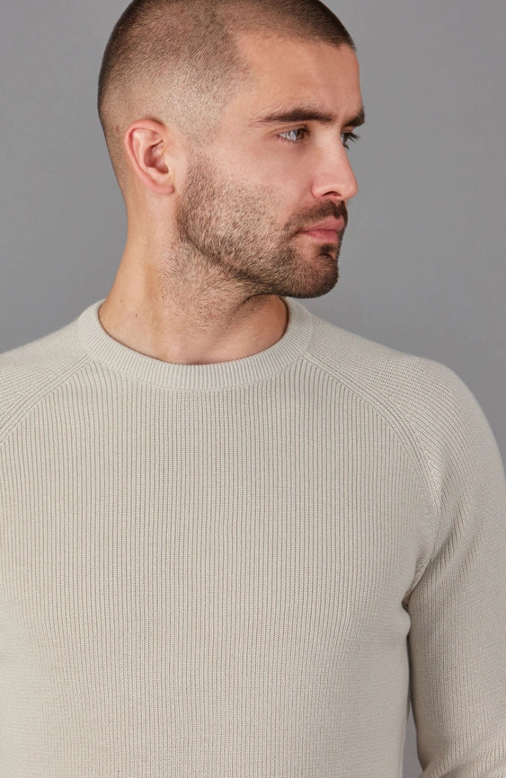 Mens Lightweight Cotton Fisherman Rib Jumper Birch-Jumper-Paul James Knitwear-S-Birch-Urbanheer