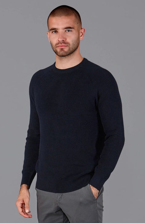 Mens Lightweight Cotton Fisherman Rib Jumper Black-Jumper-Paul James Knitwear-S-Black-Urbanheer