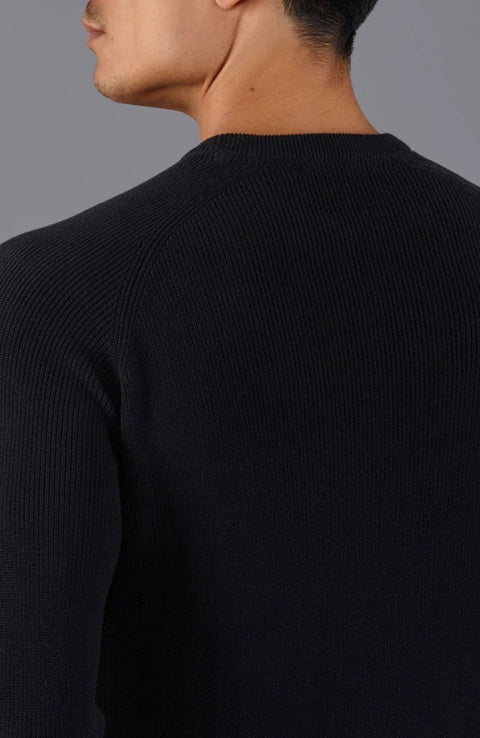 Mens Lightweight Cotton Fisherman Rib Jumper Black-Jumper-Paul James Knitwear-S-Black-Urbanheer