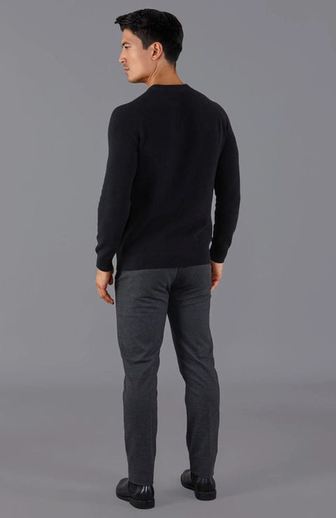 Mens Lightweight Cotton Fisherman Rib Jumper Black-Jumper-Paul James Knitwear-S-Black-Urbanheer
