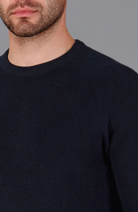 Mens Lightweight Cotton Fisherman Rib Jumper Navy-Jumper-Paul James Knitwear-L-Navy-Urbanheer