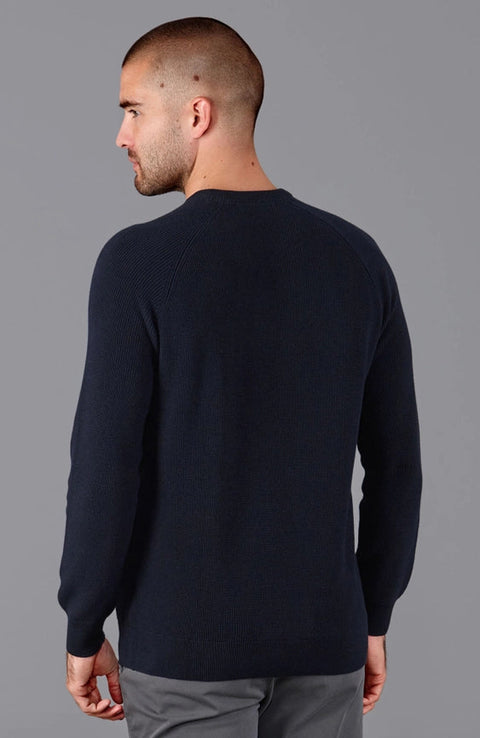 Mens Lightweight Cotton Fisherman Rib Jumper Navy-Jumper-Paul James Knitwear-L-Navy-Urbanheer