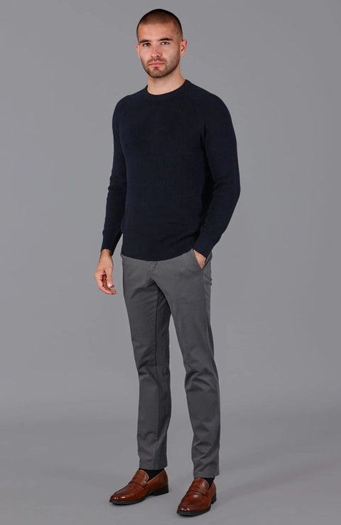Mens Lightweight Cotton Fisherman Rib Jumper Navy-Jumper-Paul James Knitwear-L-Navy-Urbanheer