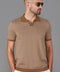 Mens Lightweight Cotton Honeycomb Buttonless Polo Shirt Camel-Polo Shirt-Paul James Knitwear-S-Camel-Urbanheer