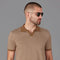 Mens Lightweight Cotton Honeycomb Buttonless Polo Shirt Camel-Polo Shirt-Paul James Knitwear-S-Camel-Urbanheer
