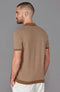 Mens Lightweight Cotton Honeycomb Buttonless Polo Shirt Camel-Polo Shirt-Paul James Knitwear-S-Camel-Urbanheer