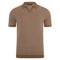 Mens Lightweight Cotton Honeycomb Buttonless Polo Shirt Camel-Polo Shirt-Paul James Knitwear-S-Camel-Urbanheer
