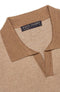 Mens Lightweight Cotton Honeycomb Buttonless Polo Shirt Camel-Polo Shirt-Paul James Knitwear-S-Camel-Urbanheer
