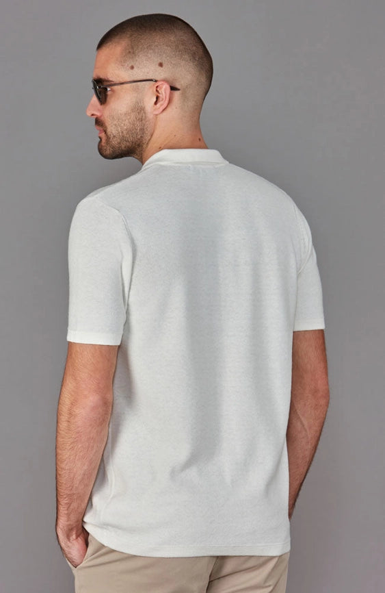 Mens Lightweight Cotton Linen Patterned Shirt-Shirt-Paul James Knitwear-M-White-Urbanheer