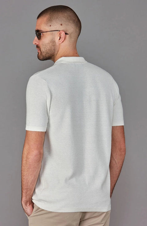 Mens Lightweight Cotton Linen Patterned Shirt-Shirt-Paul James Knitwear-M-White-Urbanheer