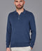 Mens Lightweight Cotton Zip Neck Polo Shirt Blue Melange-Shirts-Paul James Knitwear-S-Blue Melange-Urbanheer