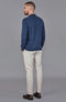 Mens Lightweight Cotton Zip Neck Polo Shirt Blue Melange-Shirts-Paul James Knitwear-S-Blue Melange-Urbanheer