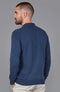 Mens Lightweight Cotton Zip Neck Polo Shirt Blue Melange-Shirts-Paul James Knitwear-S-Blue Melange-Urbanheer
