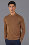 Mens Lightweight Cotton Zip Neck Polo Shirt Camel-Shirts-Paul James Knitwear-S-Camel-Urbanheer