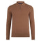 Mens Lightweight Cotton Zip Neck Polo Shirt Camel-Shirts-Paul James Knitwear-S-Camel-Urbanheer
