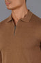 Mens Lightweight Cotton Zip Neck Polo Shirt Camel-Shirts-Paul James Knitwear-S-Camel-Urbanheer