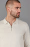 Mens Lightweight Cotton Zip Neck Polo Shirt Ecru-Shirts-Paul James Knitwear-L-Ecru-Urbanheer