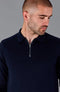 Mens Lightweight Cotton Zip Neck Polo Shirt Navy-Shirts-Paul James Knitwear-S-Black-Urbanheer