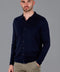 Mens Lightweight Extra Fine Merino Long Sleeve Shirt Navy-Shirt-Paul James Knitwear-S-Urbanheer