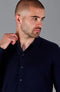 Mens Lightweight Extra Fine Merino Long Sleeve Shirt Navy-Shirt-Paul James Knitwear-S-Urbanheer