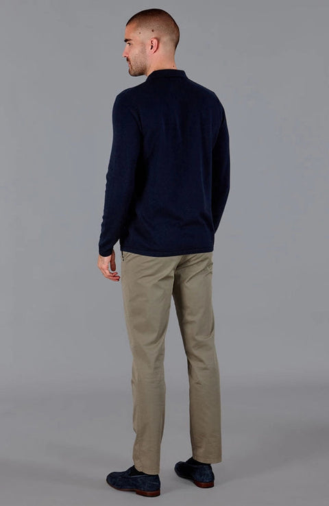 Mens Lightweight Extra Fine Merino Long Sleeve Shirt Navy-Shirt-Paul James Knitwear-S-Urbanheer