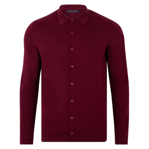 Mens Lightweight Extra Fine Merino Long Sleeve Shirt Rioja-Shirt-Paul James Knitwear-S-Urbanheer