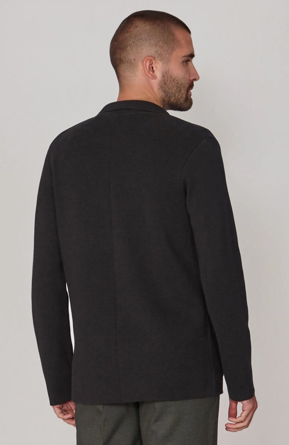 Mens Lightweight Mercerised Cotton Knitted Blazer Black-Blazer-Paul James Knitwear-S-Regular-Black-Urbanheer