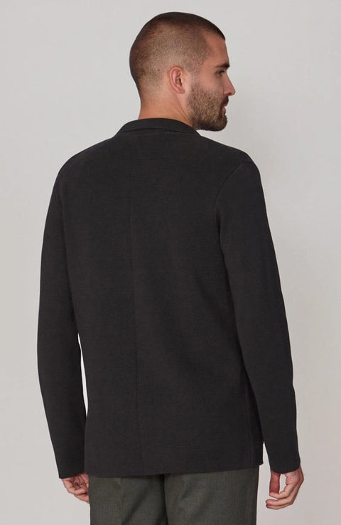 Mens Lightweight Mercerised Cotton Knitted Blazer Black-Blazer-Paul James Knitwear-S-Regular-Black-Urbanheer