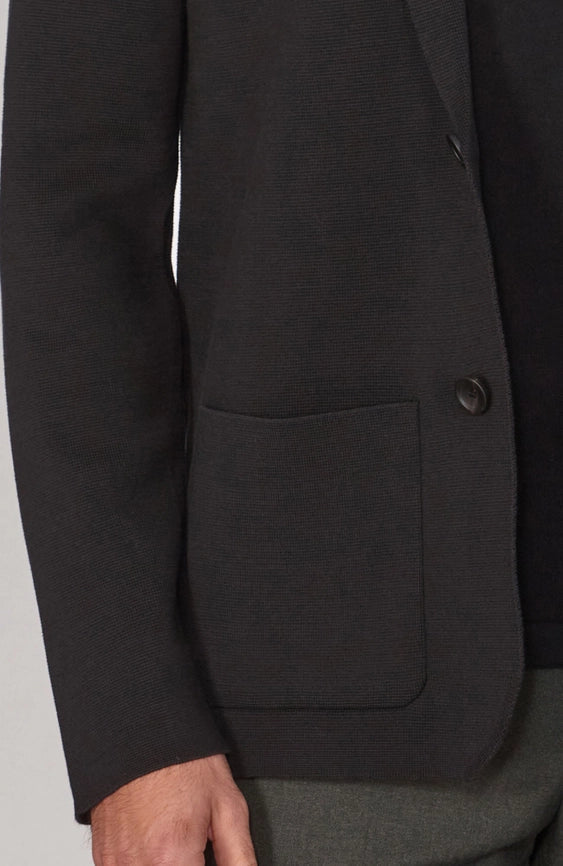 Mens Lightweight Mercerised Cotton Knitted Blazer Black-Blazer-Paul James Knitwear-S-Regular-Black-Urbanheer