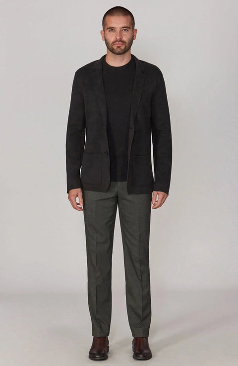 Mens Lightweight Mercerised Cotton Knitted Blazer Black-Blazer-Paul James Knitwear-S-Regular-Black-Urbanheer