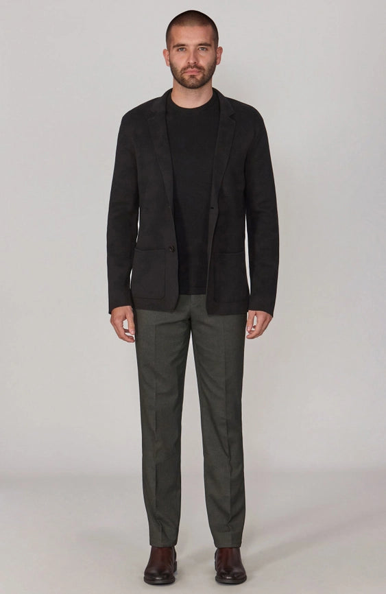 Mens Lightweight Mercerised Cotton Knitted Blazer Black-Blazer-Paul James Knitwear-S-Regular-Black-Urbanheer