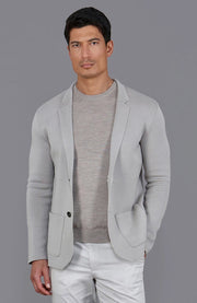 Mens Lightweight Mercerised Cotton Knitted Blazer Light Taupe-Blazer-Paul James Knitwear-S-Regular-Light Taupe-Urbanheer