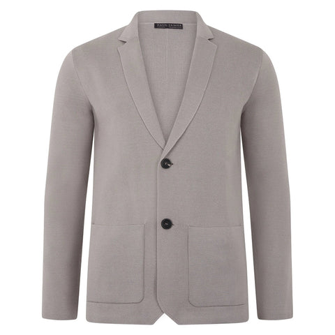 Mens Lightweight Mercerised Cotton Knitted Blazer Light Taupe-Blazer-Paul James Knitwear-S-Regular-Light Taupe-Urbanheer