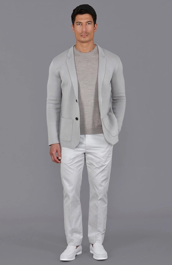 Mens Lightweight Mercerised Cotton Knitted Blazer Light Taupe-Blazer-Paul James Knitwear-S-Regular-Light Taupe-Urbanheer
