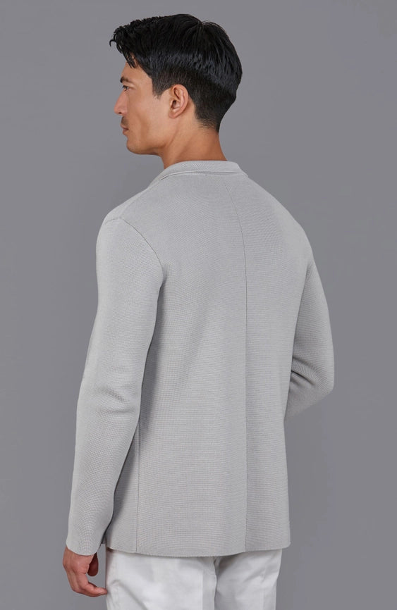 Mens Lightweight Mercerised Cotton Knitted Blazer Light Taupe-Blazer-Paul James Knitwear-S-Regular-Light Taupe-Urbanheer
