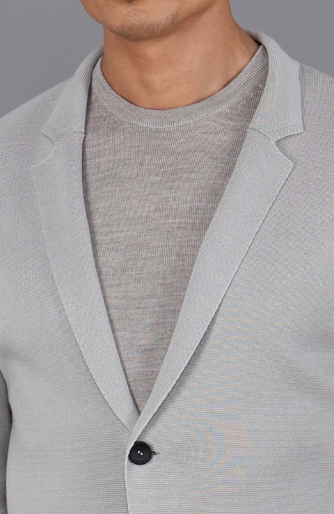 Mens Lightweight Mercerised Cotton Knitted Blazer Light Taupe-Blazer-Paul James Knitwear-S-Regular-Light Taupe-Urbanheer