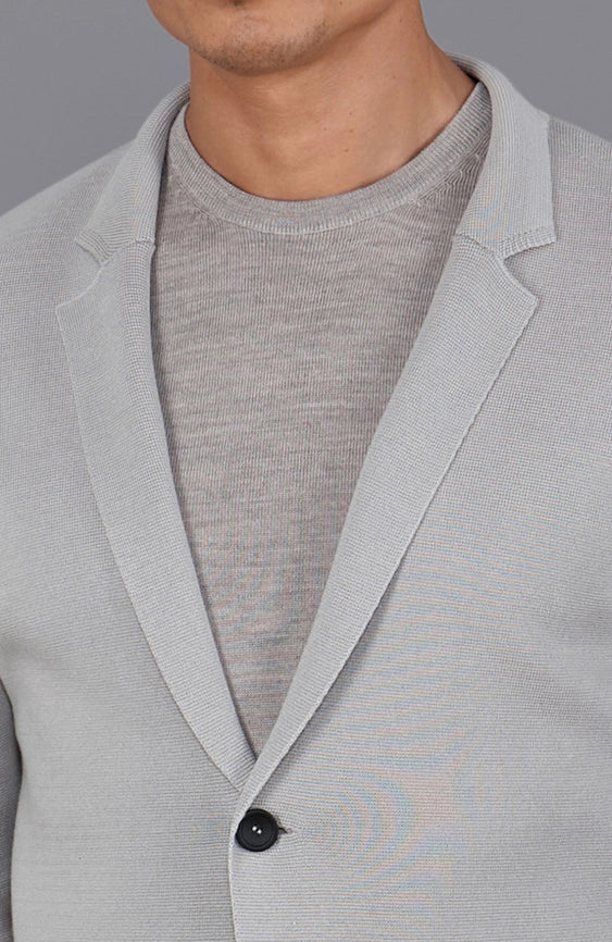 Mens Lightweight Mercerised Cotton Knitted Blazer Light Taupe-Blazer-Paul James Knitwear-S-Regular-Light Taupe-Urbanheer