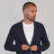 Mens Lightweight Mercerised Cotton Knitted Blazer Navy-Blazer-Paul James Knitwear-S-Regular-Navy-Urbanheer