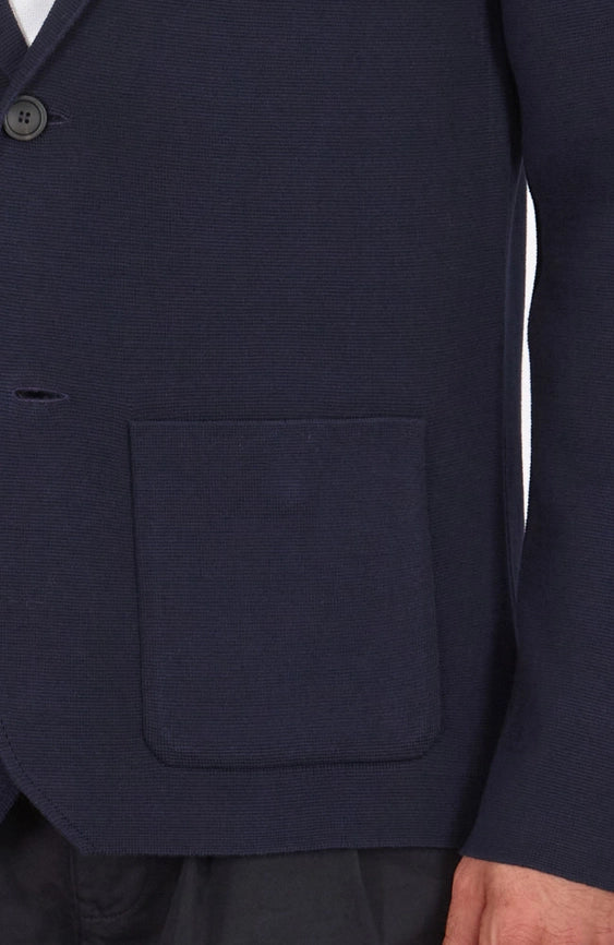 Mens Lightweight Mercerised Cotton Knitted Blazer Navy-Blazer-Paul James Knitwear-S-Regular-Navy-Urbanheer