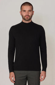 Mens Lightweight Merino Cashmere Mock Turtle Neck Jumper Black-Jumper-Paul James Knitwear-S-Black-Urbanheer