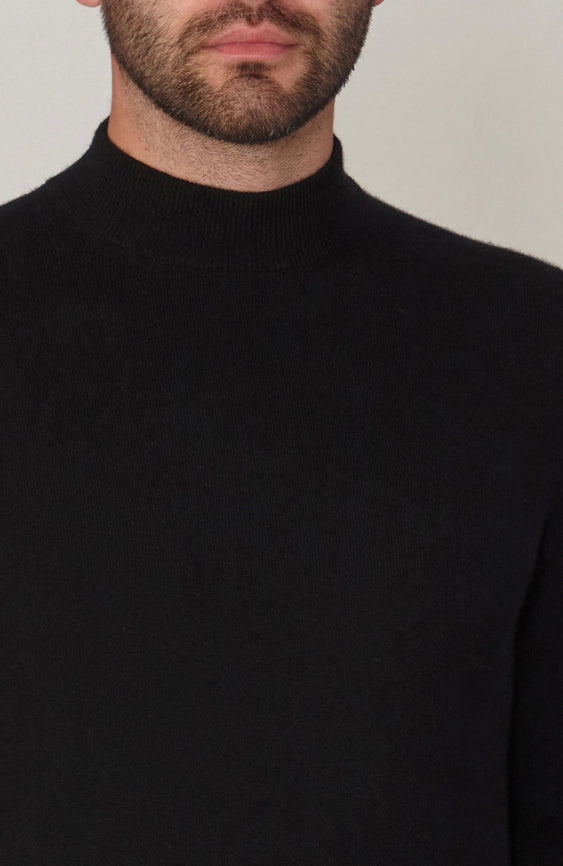 Mens Lightweight Merino Cashmere Mock Turtle Neck Jumper Black-Jumper-Paul James Knitwear-S-Black-Urbanheer