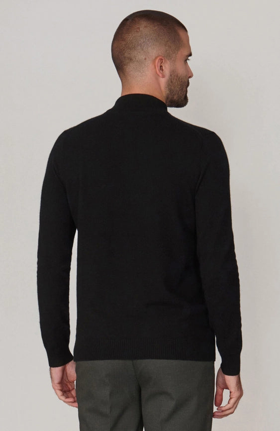 Mens Lightweight Merino Cashmere Mock Turtle Neck Jumper Black-Jumper-Paul James Knitwear-S-Black-Urbanheer