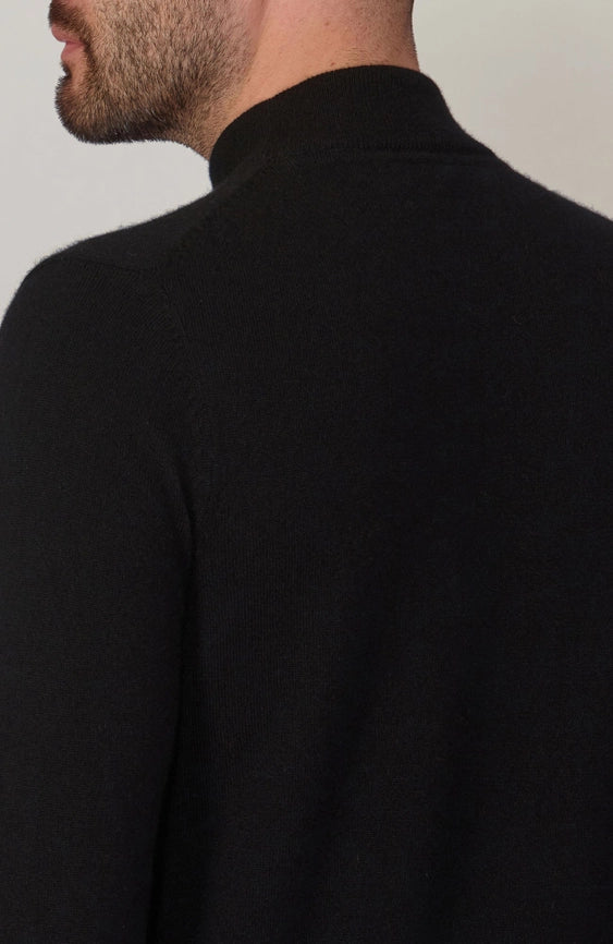 Mens Lightweight Merino Cashmere Mock Turtle Neck Jumper Black-Jumper-Paul James Knitwear-S-Black-Urbanheer